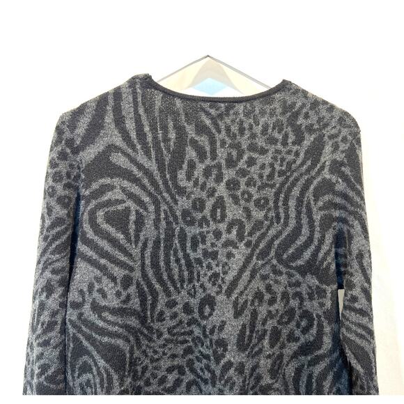 FORTUNE + IVY Cardigan Duster Sweater Animal Print Gray Women's Large NEW - Picture 6 of 12